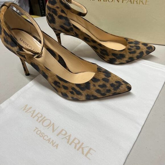 MARION PARKE TOSCANA Leopard ankle strap heels NWT SZ 7.5 - Picture 5 of 15